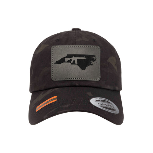Keep North Carolina Tactical Leather Patch Black Multicam Dad Hat