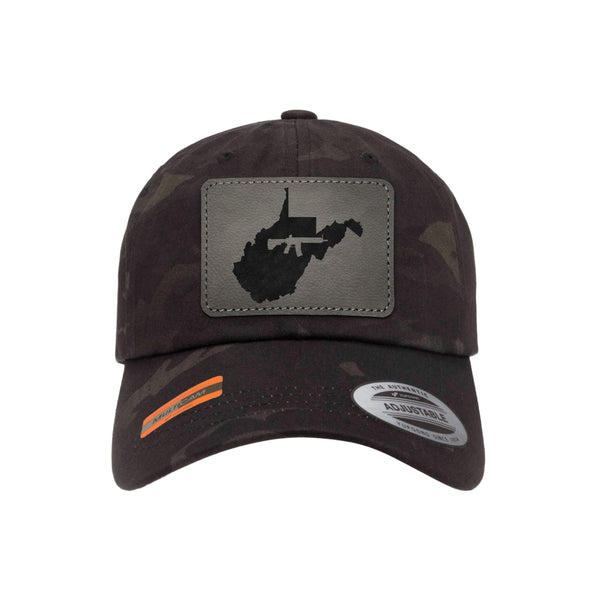 Keep West Virginia Tactical Leather Patch Black Multicam Dad Hat