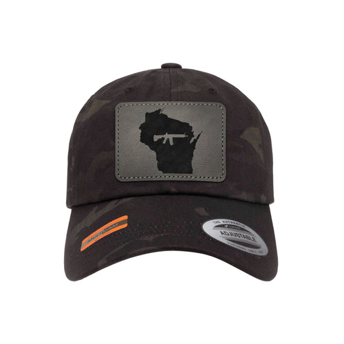 Keep Wisconsin Tactical Leather Patch Black Multicam Dad Hat