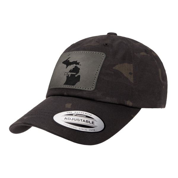 Keep Michigan Tactical Leather Patch Black Multicam Dad Hat