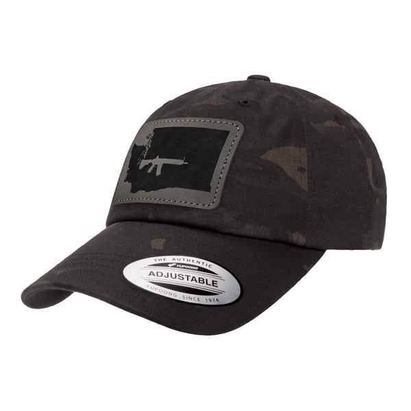 Keep Washington Tactical Leather Patch Black Multicam Dad Hat