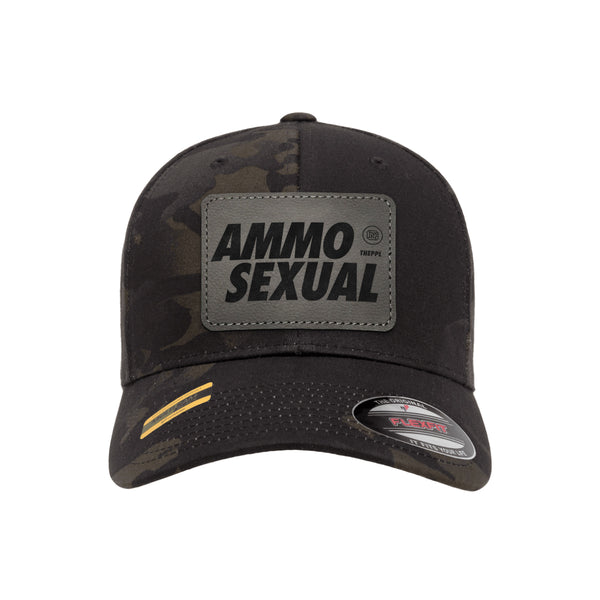 AmmoSexual Leather Patch Black Mutlicam Hat FlexFit