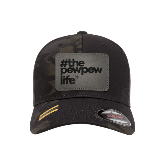 #ThePewPewLife Leather Patch Black Mutlicam Hat FlexFit