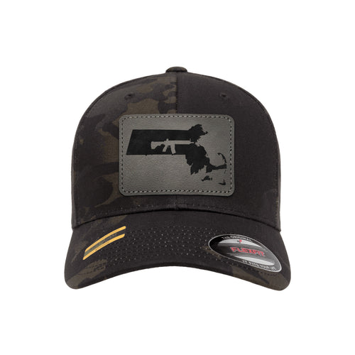 Keep Massachusetts Tactical Leather Patch Black Multicam Hat Flexfit