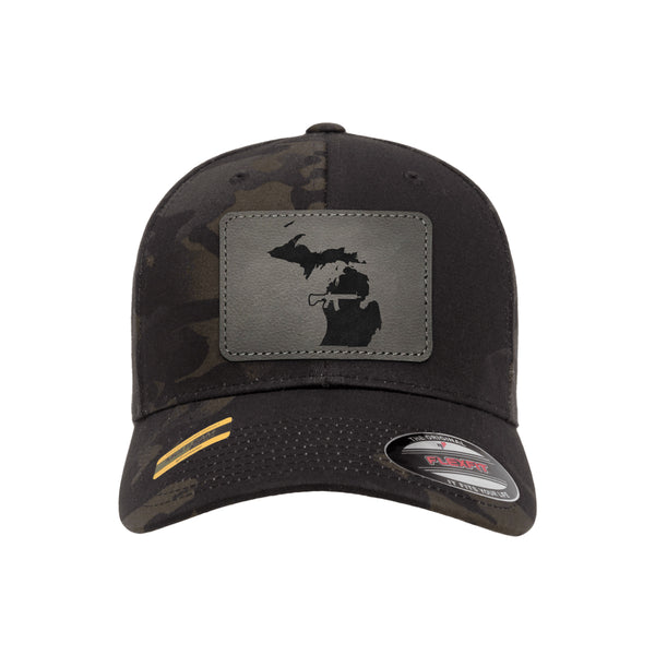 Keep Michigan Tactical Leather Patch Black Multicam Hat Flexfit