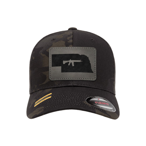 Keep Nebraska Tactical Leather Patch Black Multicam Hat Flexfit