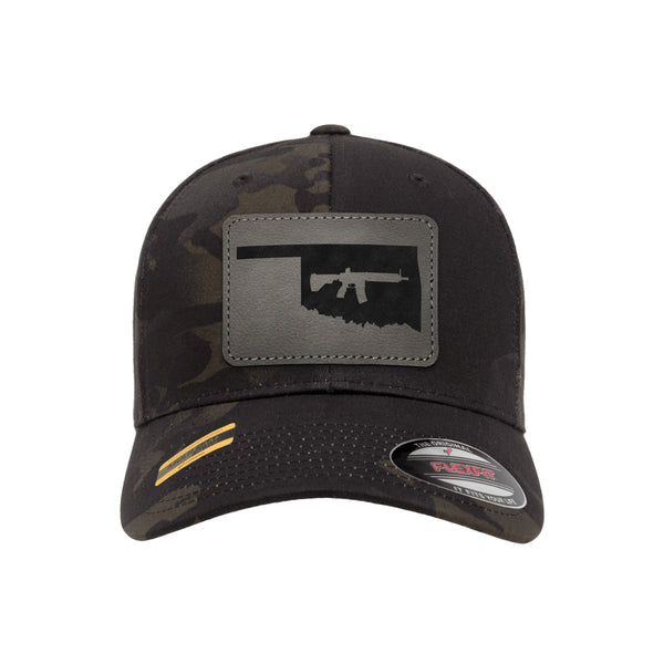 Keep Oklahoma Tactical Leather Patch Black Multicam Hat Flexfit