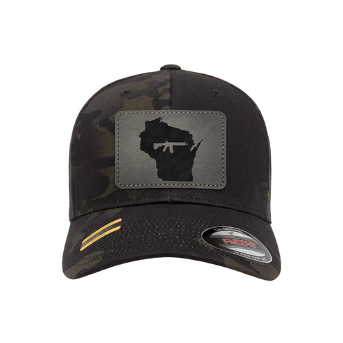 Keep Wisconsin Tactical Leather Patch Black Multicam Hat Flexfit