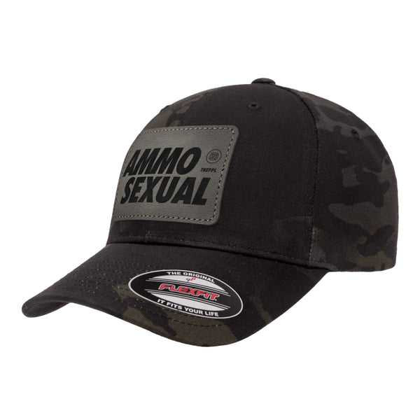 AmmoSexual Leather Patch Black Mutlicam Hat FlexFit