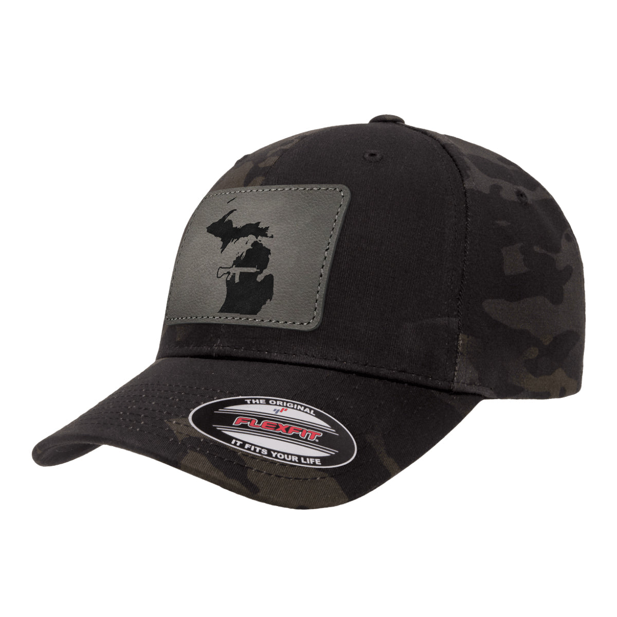 Keep Michigan Tactical Leather Patch Black Multicam Hat Flexfit