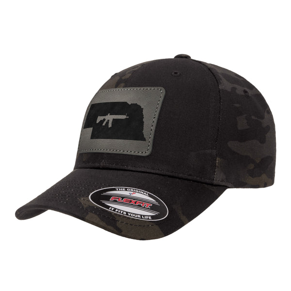 Keep Nebraska Tactical Leather Patch Black Multicam Hat Flexfit