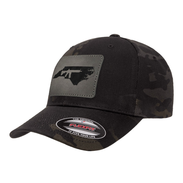 Keep North Carolina Tactical Leather Patch Black Multicam Hat Flexfit