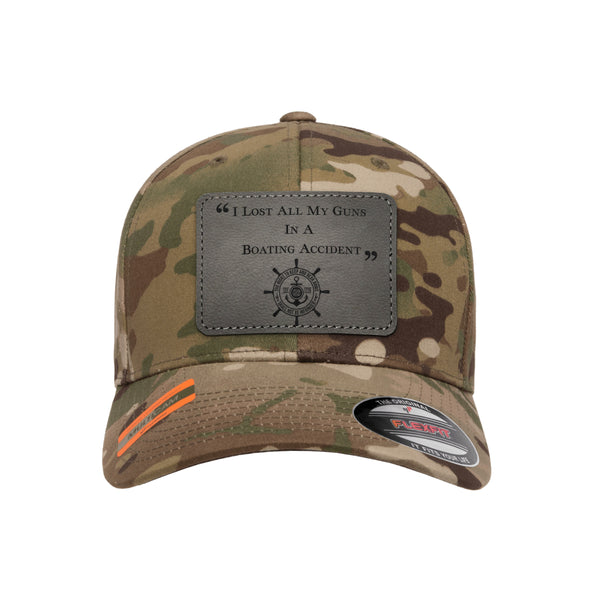 I Lost All My Guns In A Boating Accident Leather Patch Tactical Arid Hat FlexFit