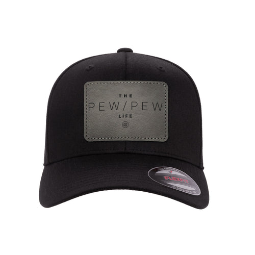 The Pew/Pew Life Leather Patch Hat FlexFit