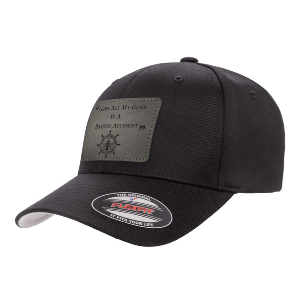 I Lost All My Guns In A Boating Accident Leather Patch Hat FlexFit