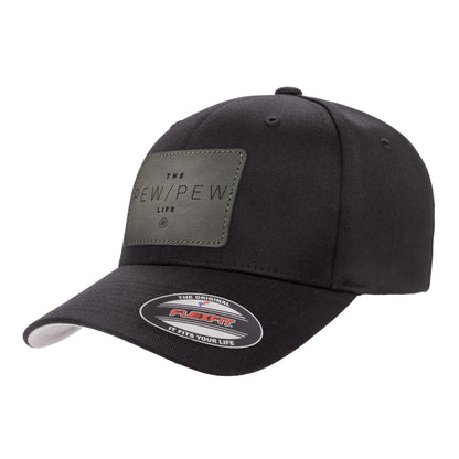 The Pew/Pew Life Leather Patch Hat FlexFit
