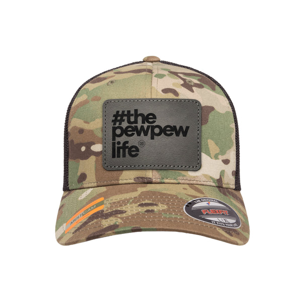 #ThePewPewLife Leather Patch Tactical Arid Flexfit Fitted Hat