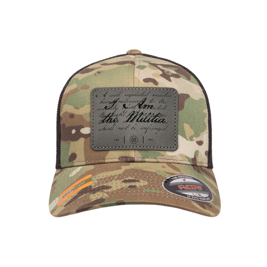 I Am The Militia Leather Patch Tactical Arid Flexfit Fitted Hat