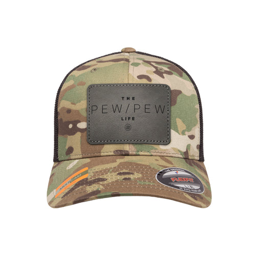 The Pew/Pew Life Leather Patch Tactical Arid Flexfit Fitted Hat