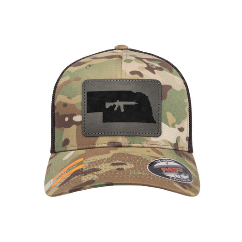 Keep Nebraska Tactical Leather Patch Tactical Arid Flexfit Fitted Hat