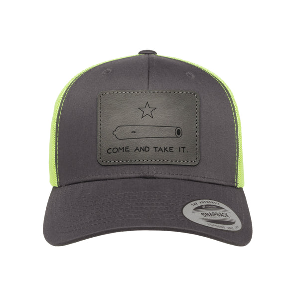 Come And Take It Leather Patch Trucker Hat