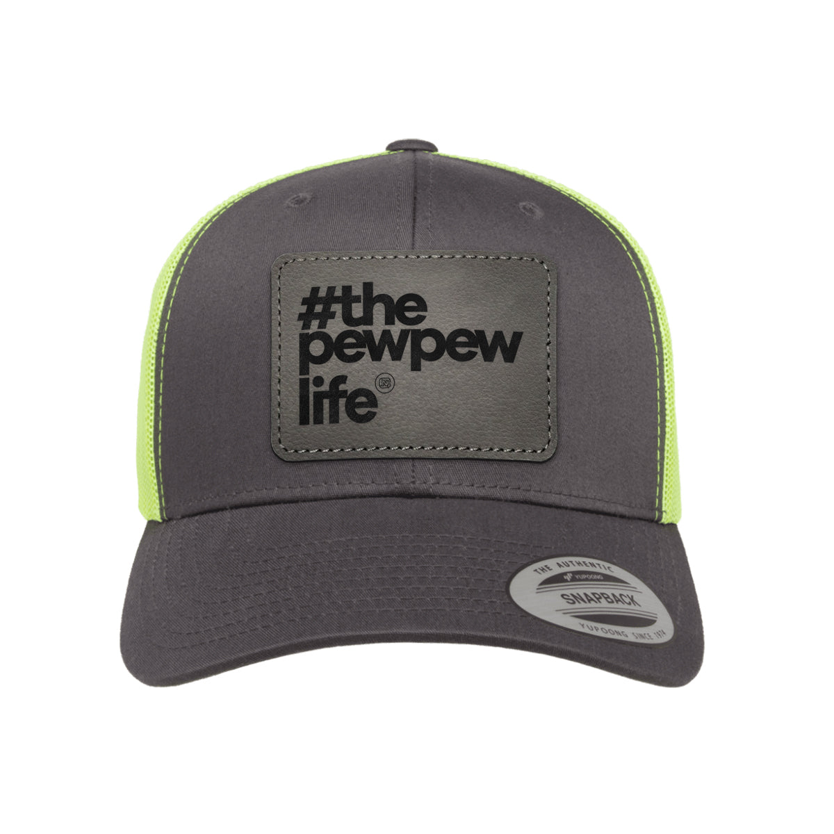 #ThePewPewLife Leather Patch Trucker Hat