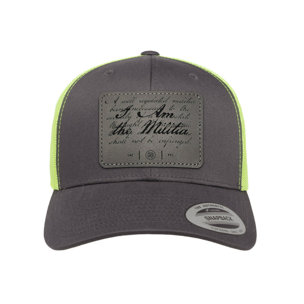 I Am The Militia Leather Patch Trucker Hat
