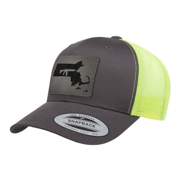 Keep Massachusetts Tactical Leather Patch Trucker Hat
