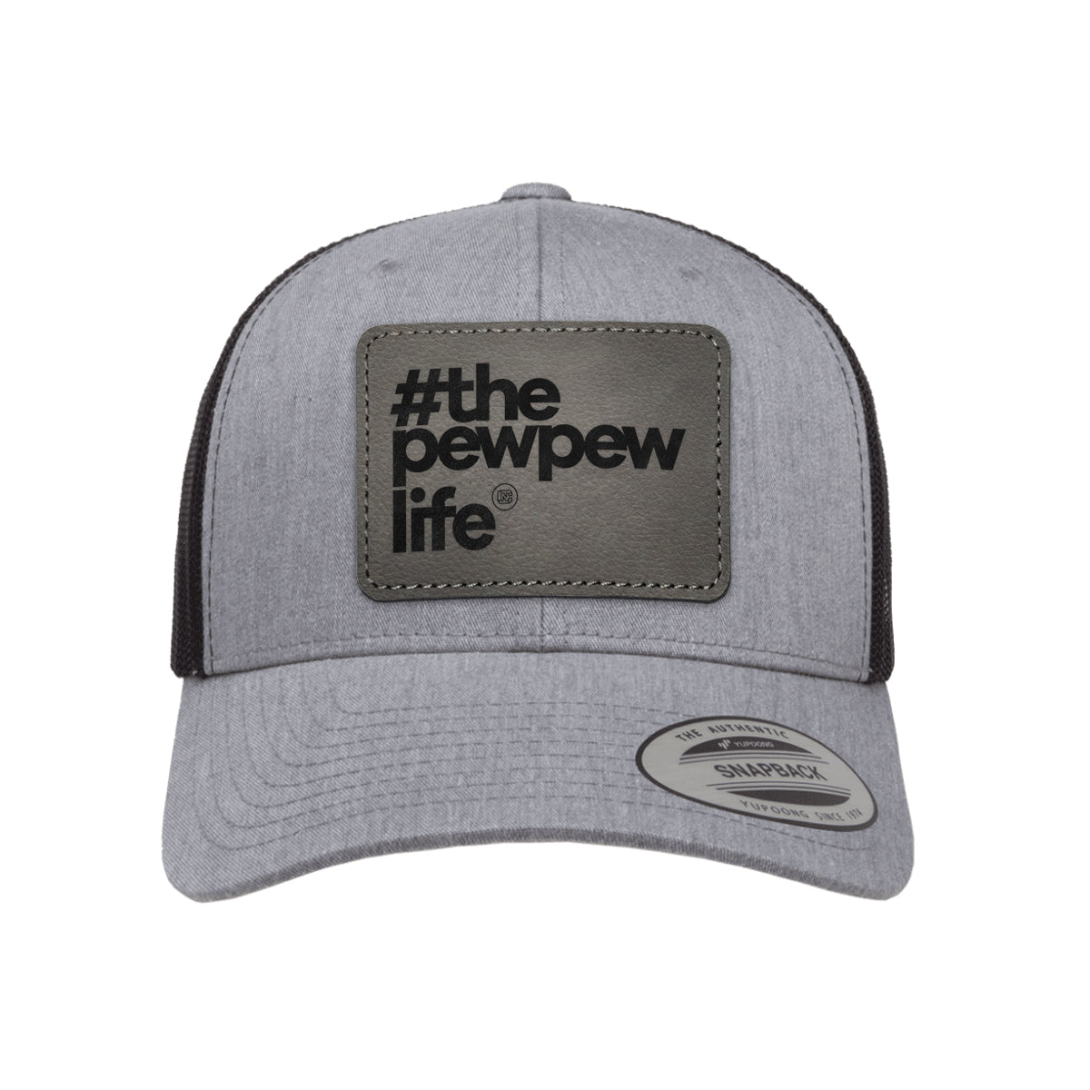 #ThePewPewLife Leather Patch Trucker Hat
