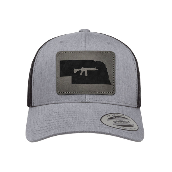 Keep Nebraska Tactical Leather Patch Trucker Hat