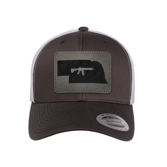 Keep Nebraska Tactical Leather Patch Trucker Hat