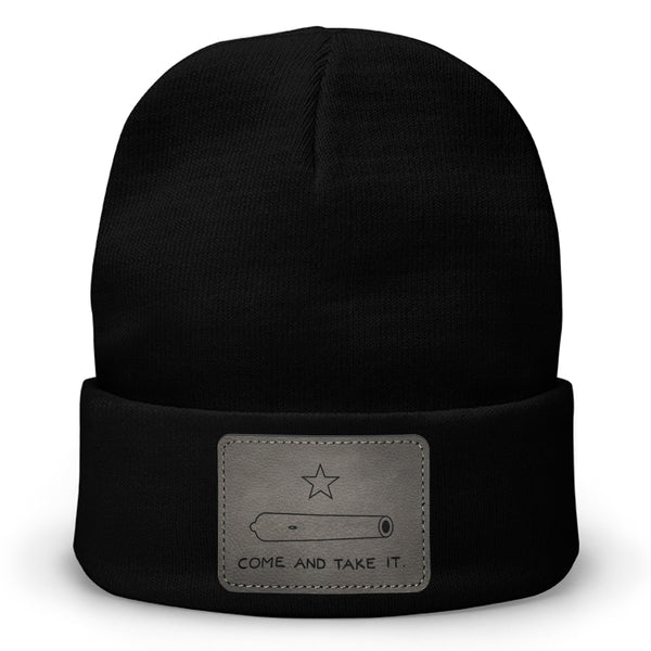 Come And Take It Leather Patch Beanie