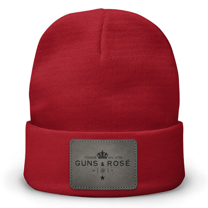 Guns & RosÉ Leather Patch Beanie