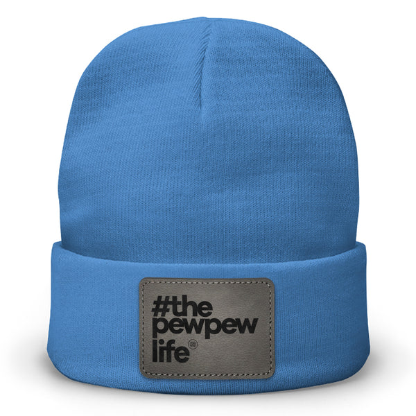 #ThePewPewLife Leather Patch Beanie