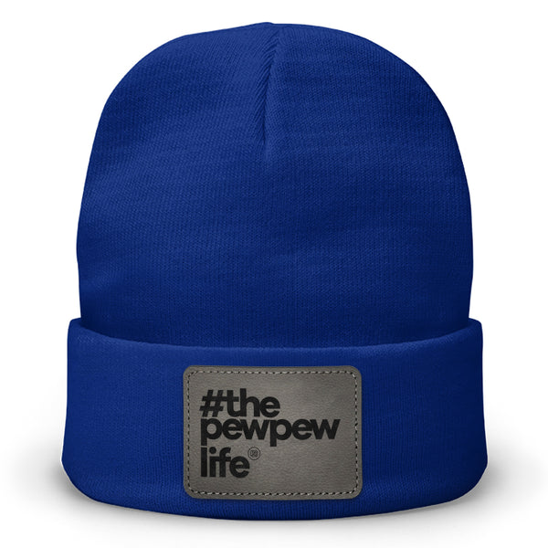 #ThePewPewLife Leather Patch Beanie