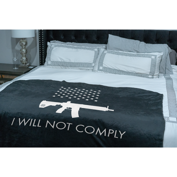 I Will NOT Comply with AR-15 Ban Sherpa Throw Blanket