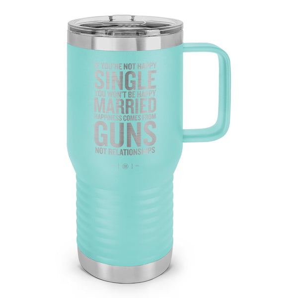 Happiness Comes From Guns Laser Etched 20oz Travel Mug