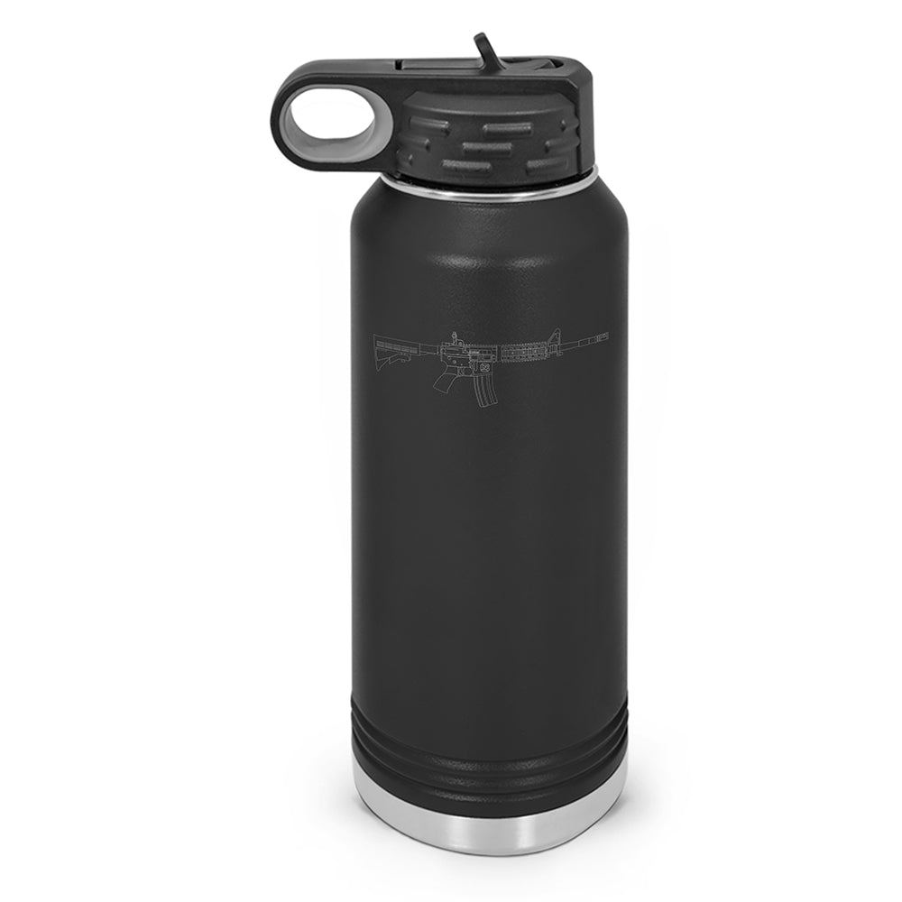 AR-15 Detailed Outline Double Wall Insulated Water Bottle