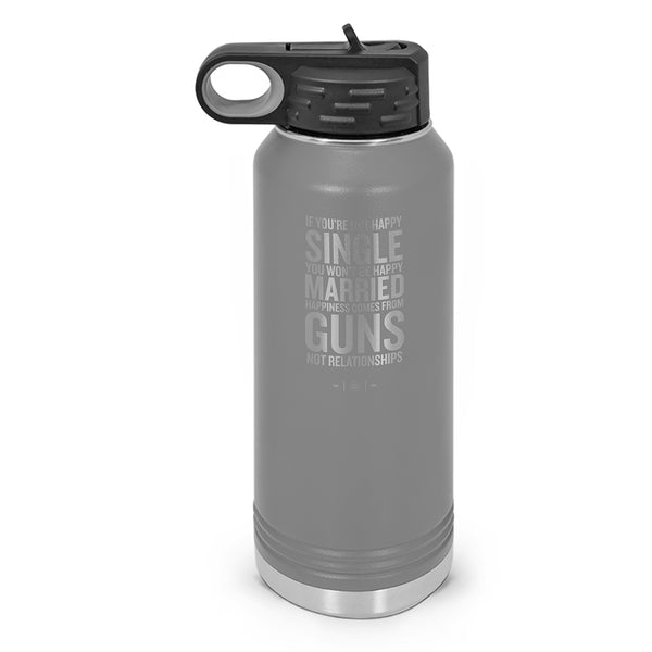 Happiness Comes From Guns Double Wall Insulated Water Bottle
