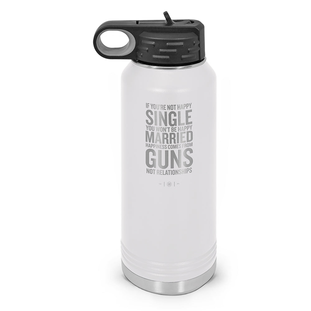 Happiness Comes From Guns Double Wall Insulated Water Bottle