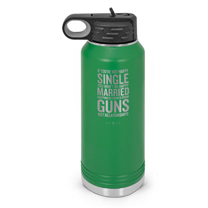 Happiness Comes From Guns Double Wall Insulated Water Bottle