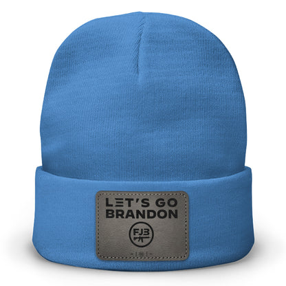 Let's Go Brandon Leather Patch Beanie