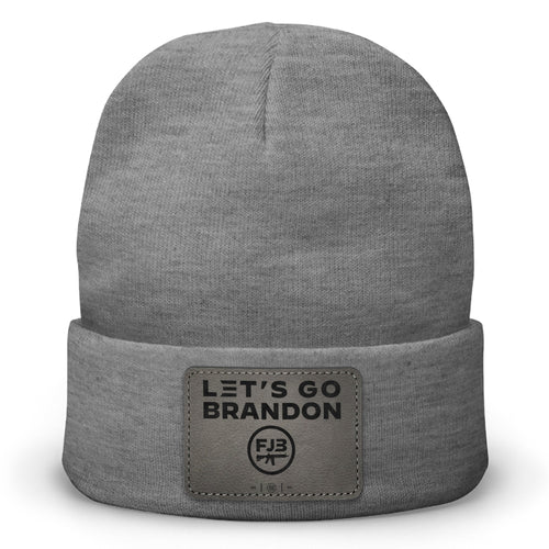 Let's Go Brandon Leather Patch Beanie