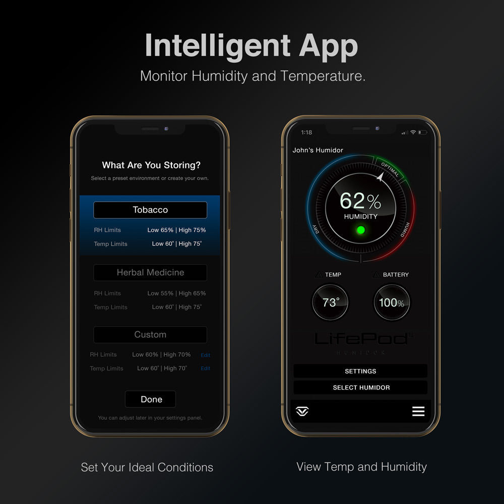 LifePod Humidor by Vaultek, Portable Smart Humidor Safe