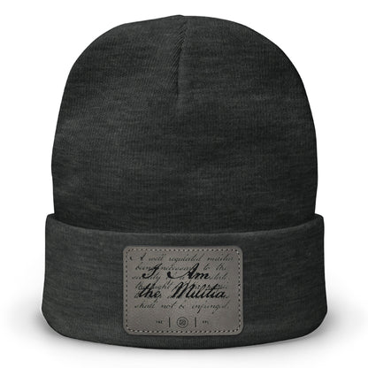 I Am The Militia Leather Patch Beanie