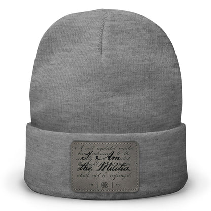 I Am The Militia Leather Patch Beanie