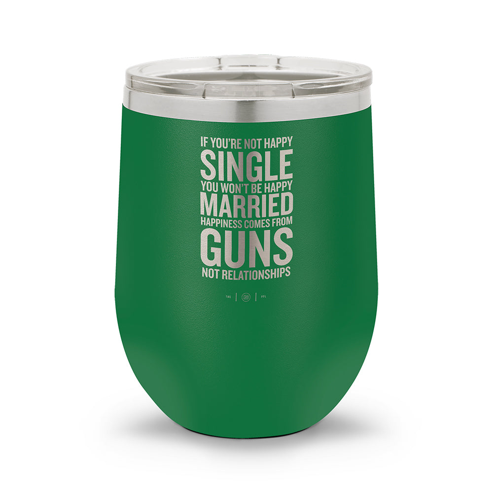 Happiness Comes From Guns | 12oz Stemless Wine Cup