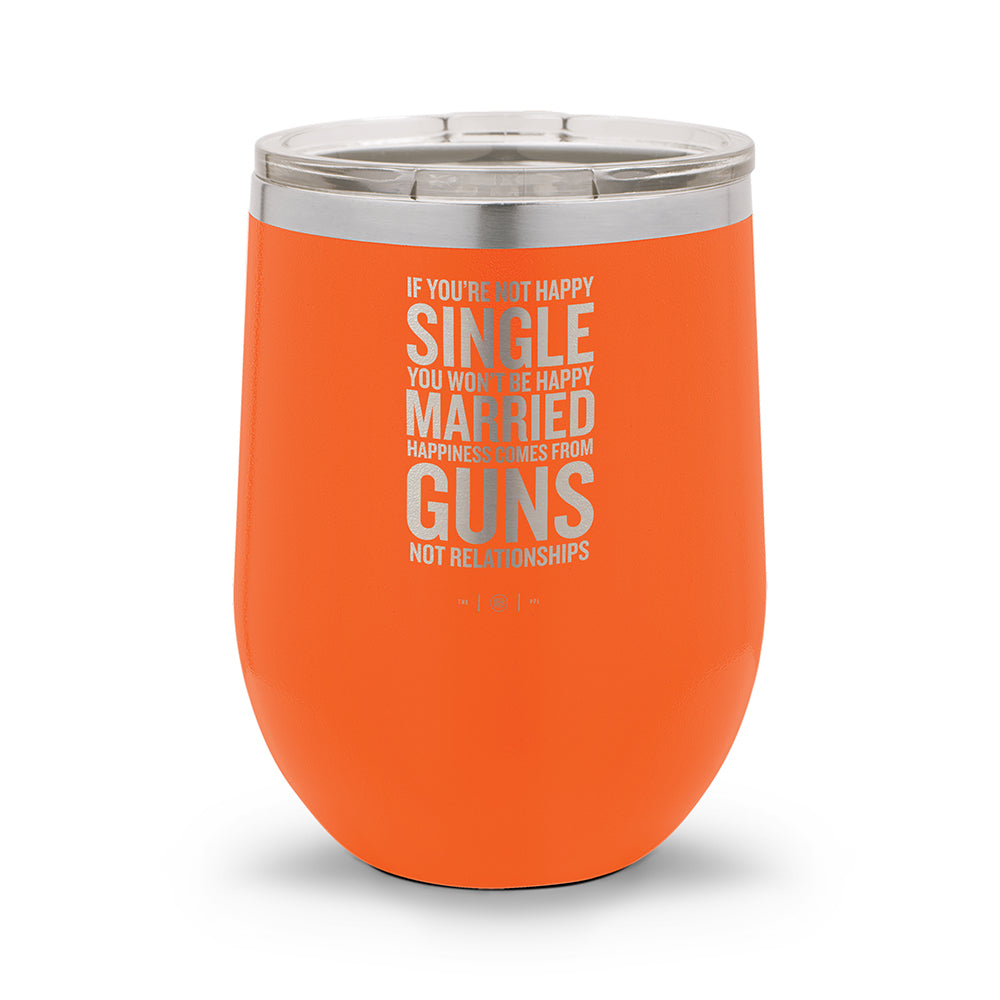 Happiness Comes From Guns | 12oz Stemless Wine Cup