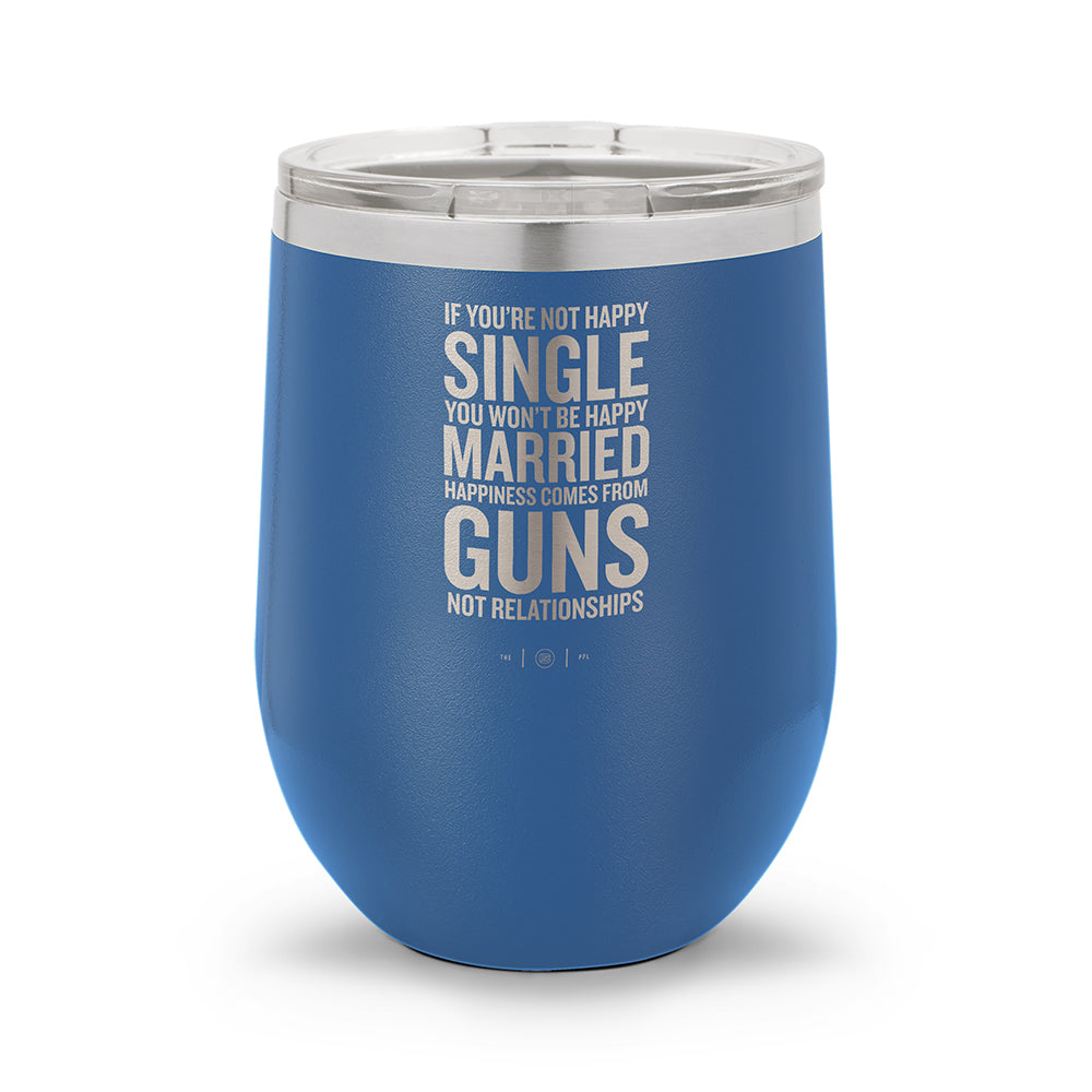 Happiness Comes From Guns | 12oz Stemless Wine Cup