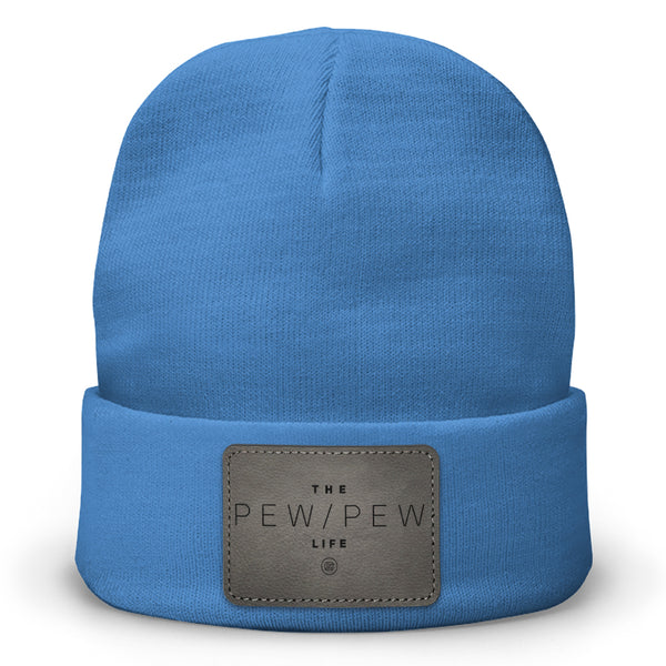 The Pew/Pew Life Leather Patch Beanie